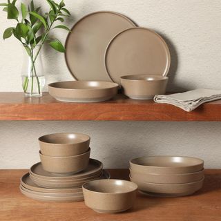 Overbrook 16-Piece Reactive Glaze Stoneware Dinnerware Set, Service for 4