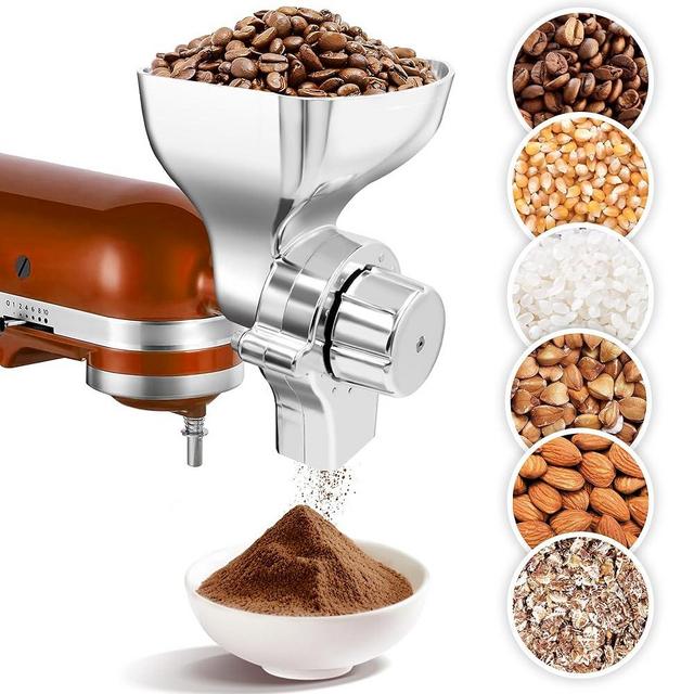 ALL Metal Grain Mill Attachment for KitchenAid Stand Mixer with 12 Grind Level Flour Mill,for Kitchen aid KGM Attachment Fit for Grinding Non-Oily Dry Grains Wheat,Coffee Beans,Corn,Oats,Other Cereals