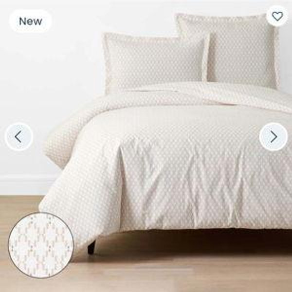 Feliciana Geo Garment Washed Cotton Percale Duvet Cover - Clay, Full/Queen