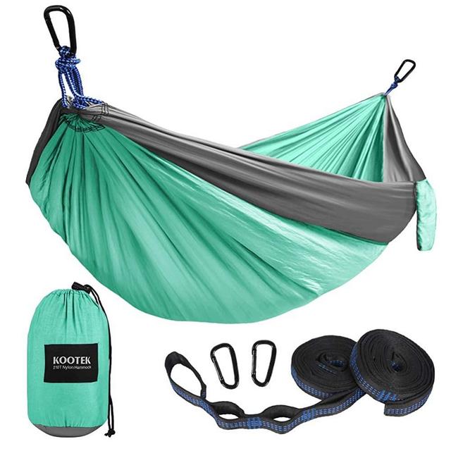 Kootek Camping Hammock Double & Single Portable Hammocks with 2 Tree Straps, Lightweight Nylon Parachute Hammocks for Backpacking, Travel, Beach, Backyard, Patio, Hiking