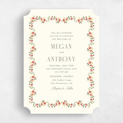 Yellow Ticket Wedding Invitation - Feuille Classic