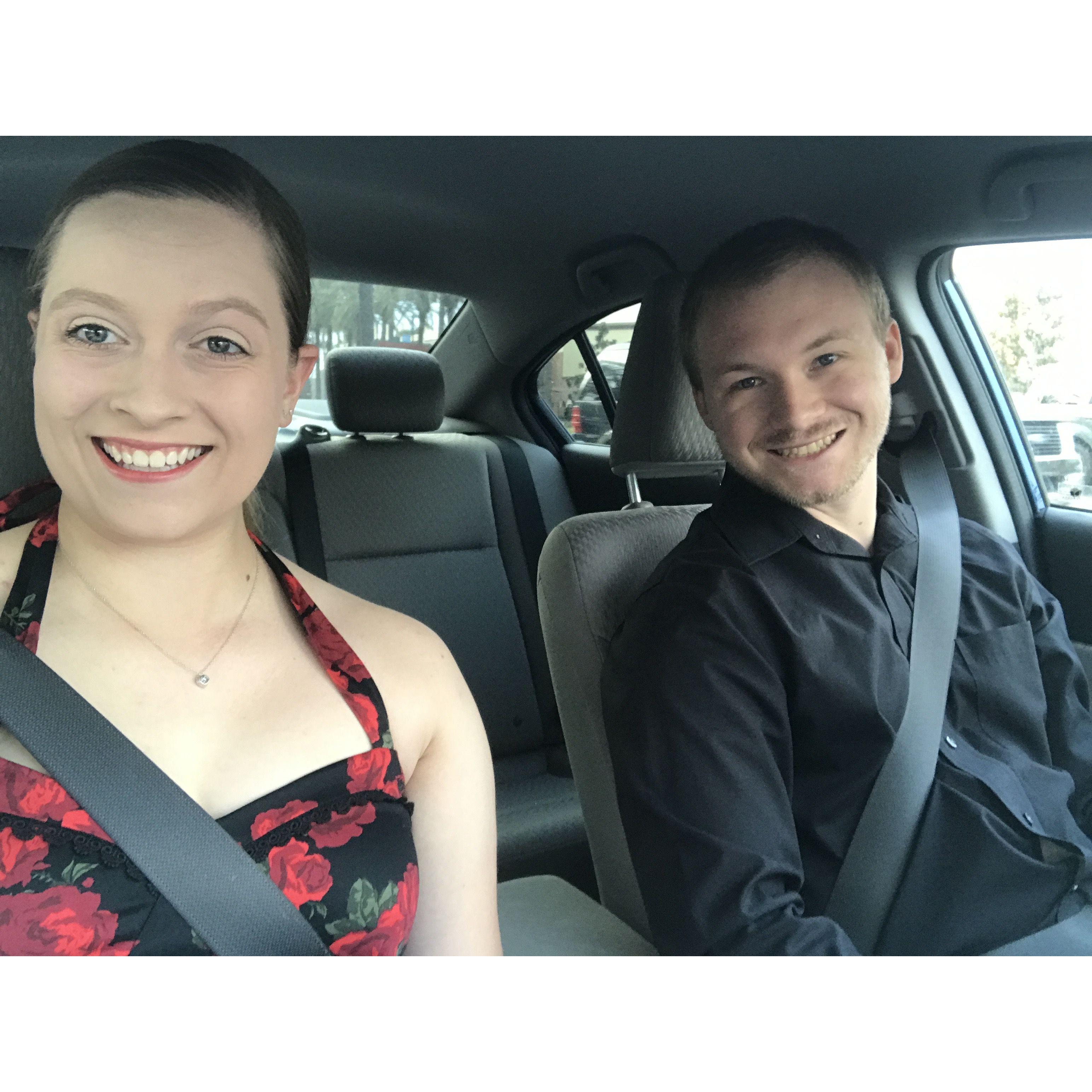 This is our one-year anniversary, we went to Disneyland and went out to a nice dinner to celebrate.