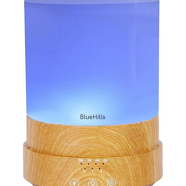 BlueHills Premium 2500 ML XL Essential Oil Diffusers for Large Room Aromatherapy Fragrance Diffuser Humidifier Combo High Mist Large air Diffuser for Essential Oils for Home Light Wood Grain F005