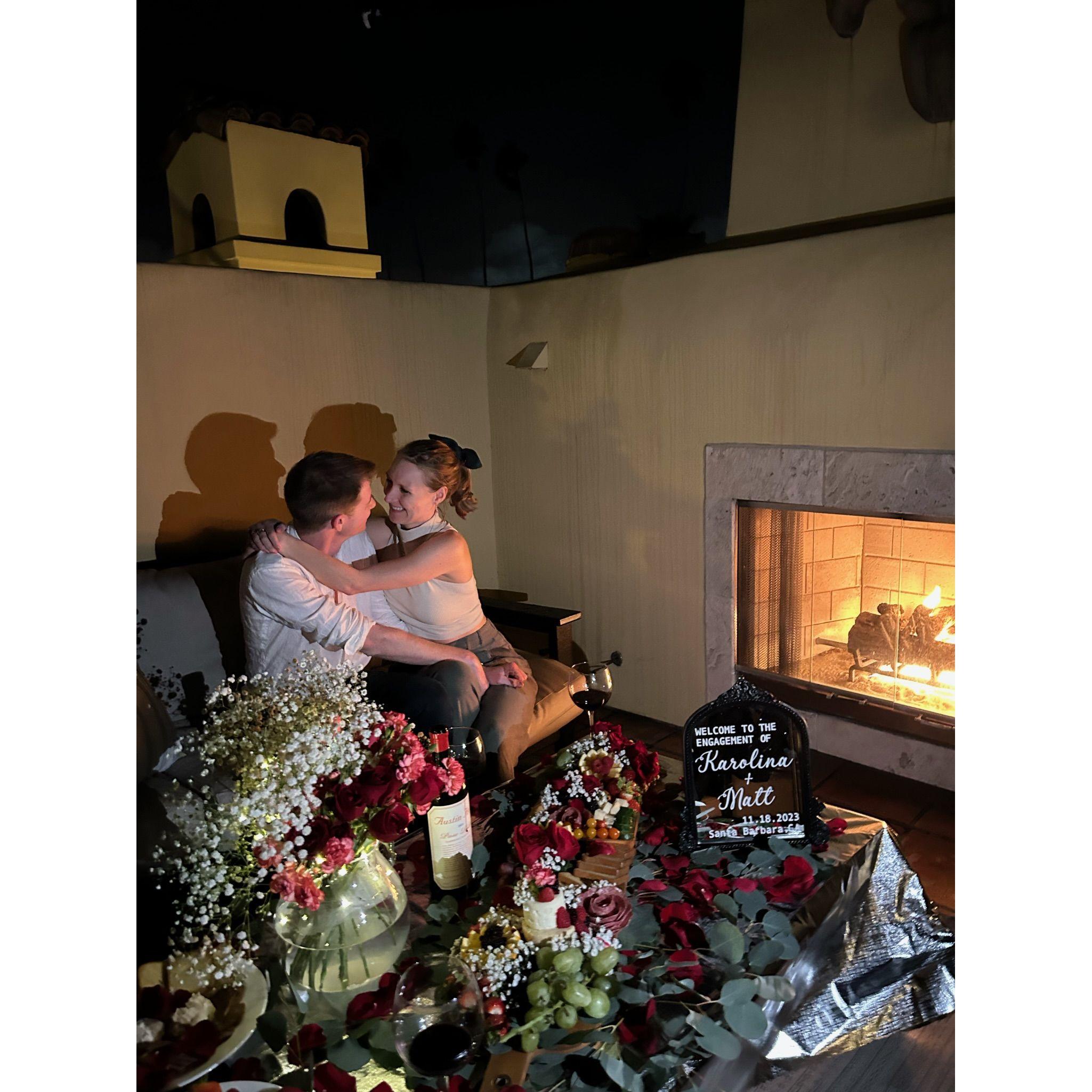 Right after Matt proposed. Such a special and unexpected moment during Matt's first trip to Santa Barbara.