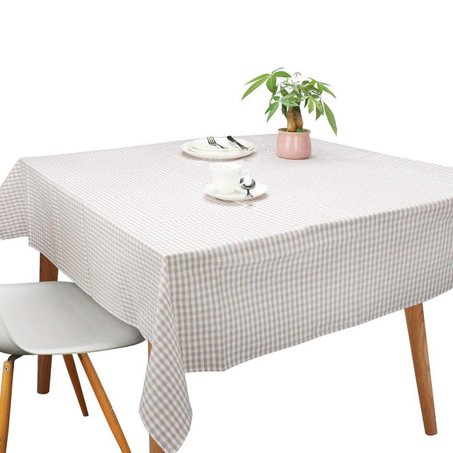 Tablecloths, Rectangle Vintage Table Covers Pure Cotton Gingham Tablecloths Oversized Christmas Holiday Home Decorative Checkered Plaid Table cloths for Everyday Dinner (Light Brown, 60 X 104 inch)
