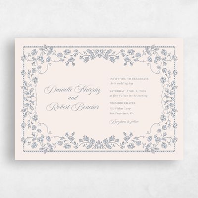Periwinkle Gray, Grey Wedding Invitation - Elysia Landscape