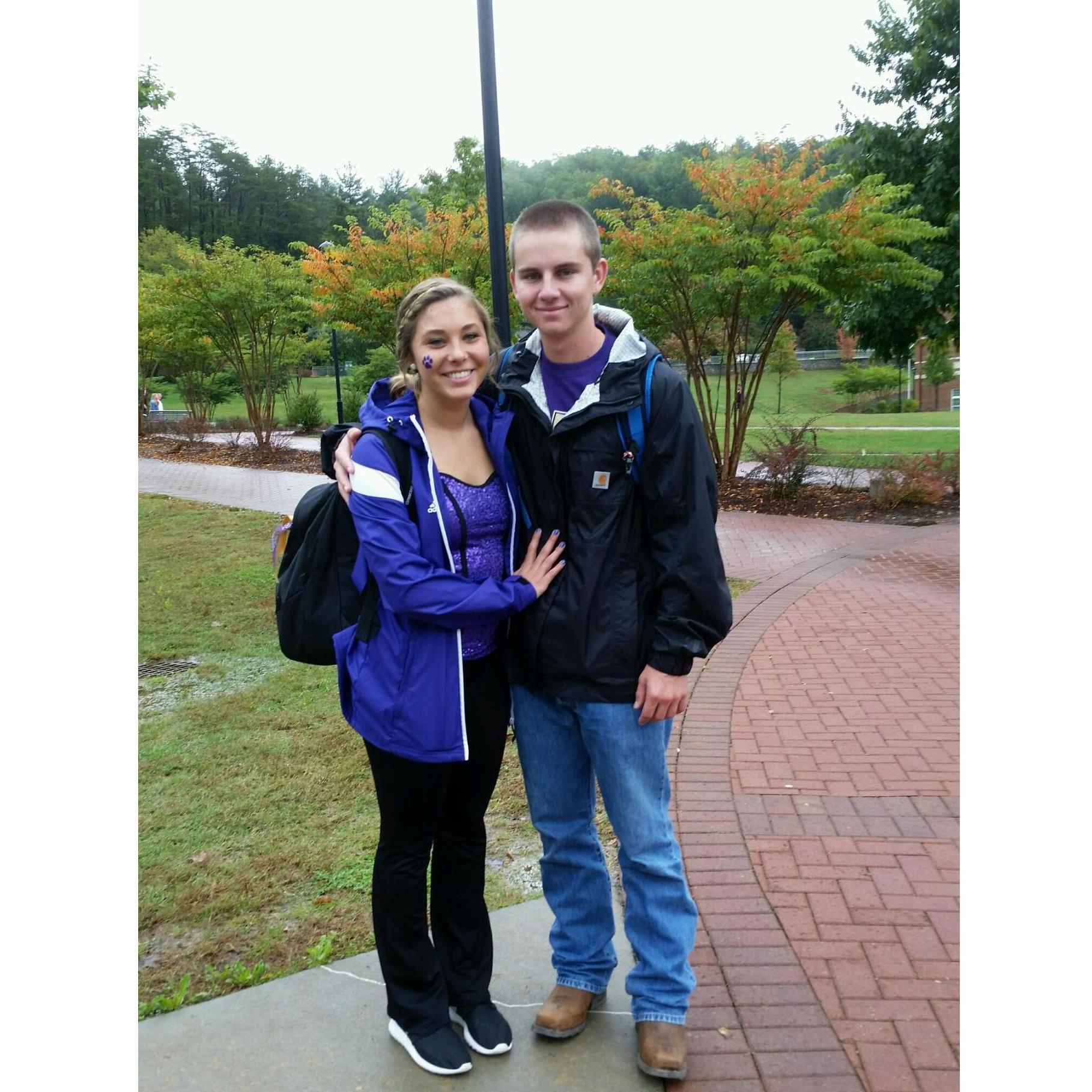 Dance Team's biggest fan! This picture was taken just before Taylor sat through an entire football game in the pouring rain just to cheer us on.