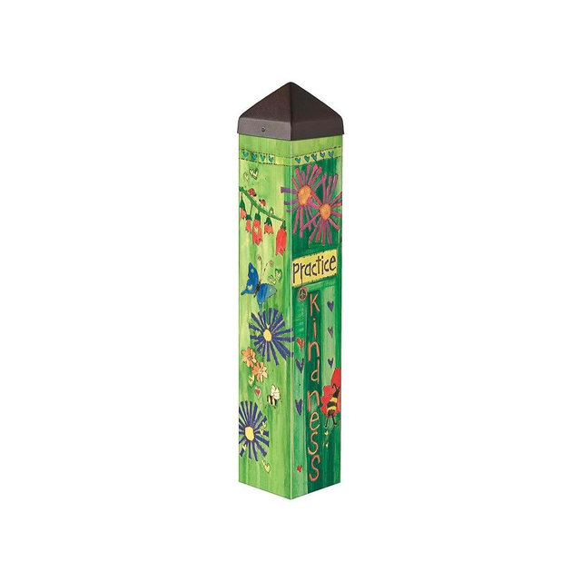 Studio M Art Pole Outdoor Decorative Accessory for Landscaping, Gardens, and Yards, 20 Inches Tall Weather Resistant PVC with Vinyl Wrap, Bee Kind