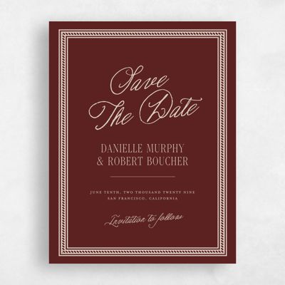 Maroon, Red Wedding Save the Date - Encanto Portrait