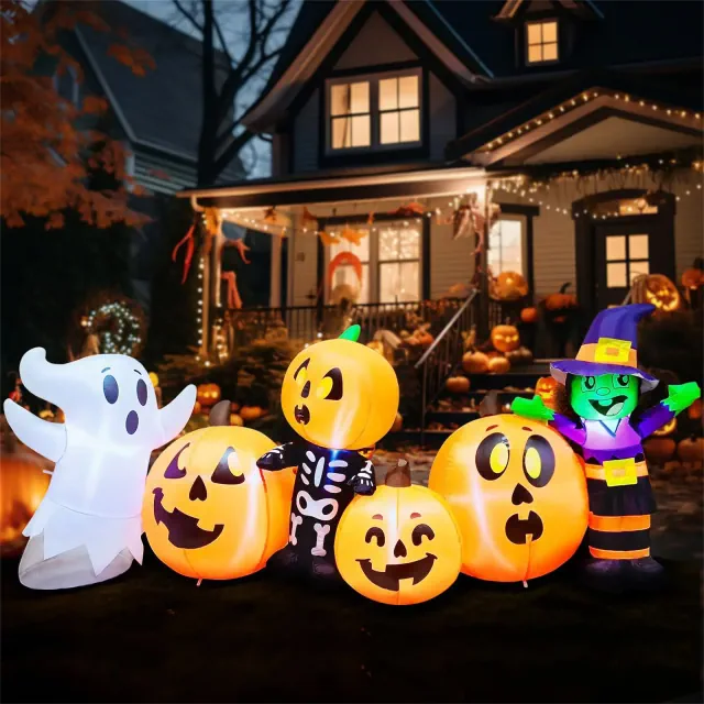 Joyfy 8 FT Long Halloween Inflatable Outdoor Decorations, Halloween Characters and Pumpkin Inflatables with LEDs for Halloween Yard Lawn Garden Decor