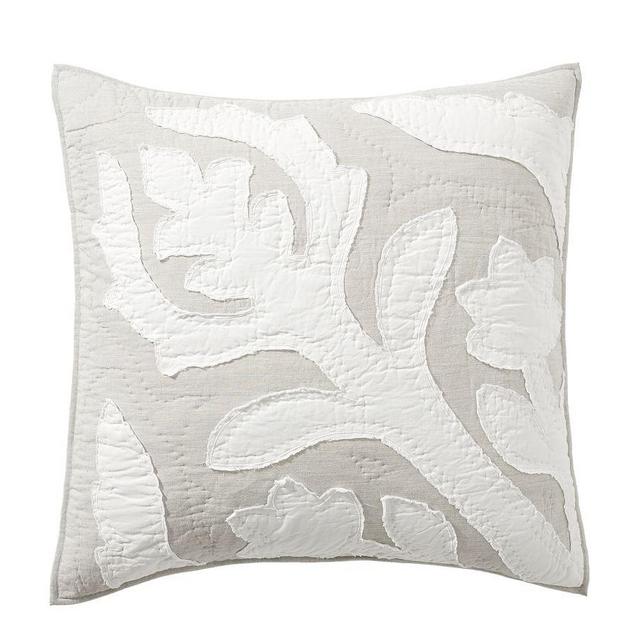 Light Gray Ohana Handcrafted Cotton Quilted Sham, Euro