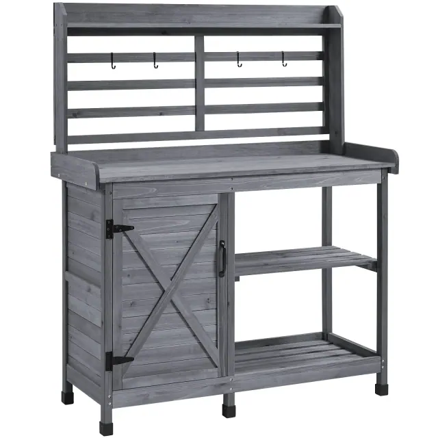 Yaheetech 4-layer Garden Potting Bench Table Garden Workstation, Gray