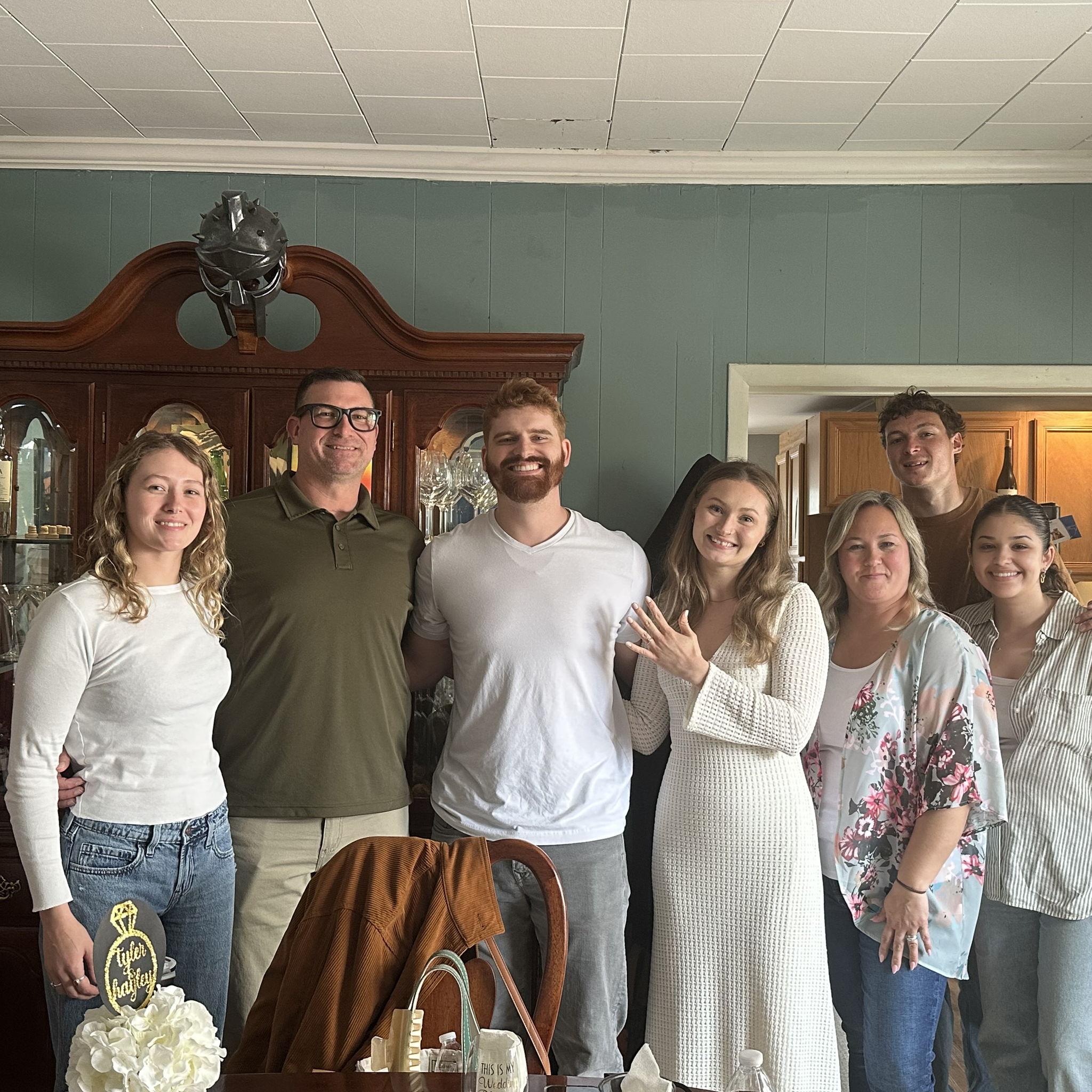 our surprise engagement party alongside Hayley & Tyler's families