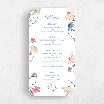 White Ticket Wedding Menu - Mireille