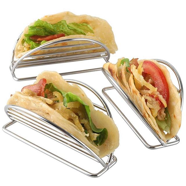Taco Holders Stand Stainless Steel Taco Rack Tray Stand Up Holder Kitchen Set for Tortillas, Burritos, Parties & Restaurants (Taco Holder)