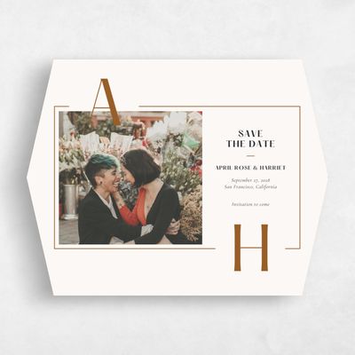 Beige Diamond Wedding Save the Date - Wetherby Photo