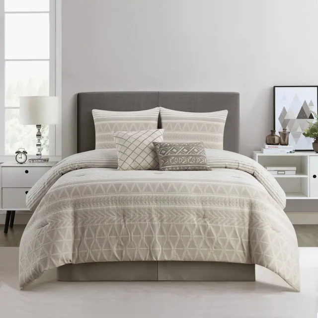 Nanshing 6pc King Cleluya Comforter Set Beige