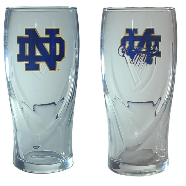 Notre Dame Fighting Irish Guinness Embossed Harp Design Pint Glasses, Set of 2 (Monogram)