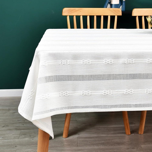 Yofori White Cotton Table Cloth for Rectangle Table Heavy Duty Farmhouse Vintage Tablecloth Washable Rustic Table Cover (White, 52''x70'')