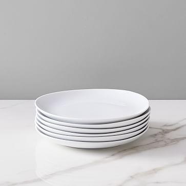 Organic Shaped Porcelain Salad Plates, White (Set of 6)