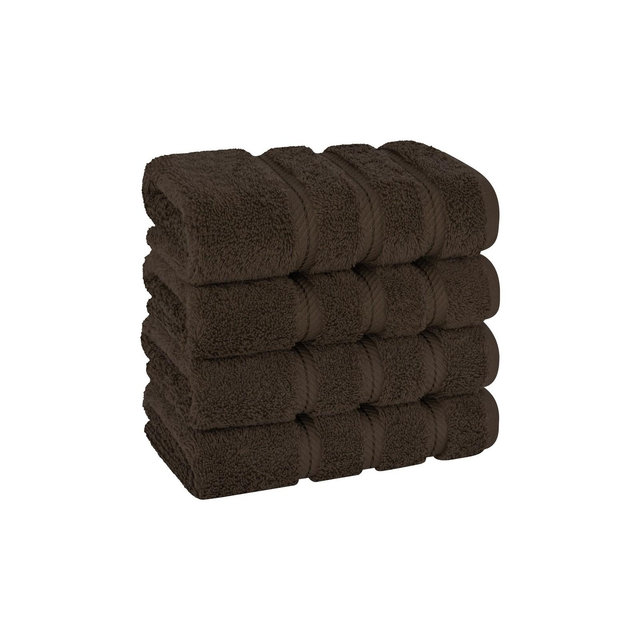 American Soft Linen 4 Pack Hand Towel Set, 100% Cotton, 16 inch by 28 inch, Hand Face Towels for Bathroom, Brown