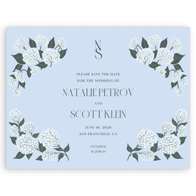 Pale Blue Wedding Digital Save the Date - Bellis Landscape