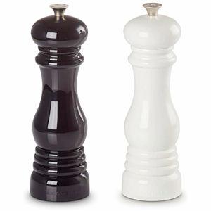 Le Creuset Salt and Pepper Mill Set, 8" x 2 1/2" each, Black & White