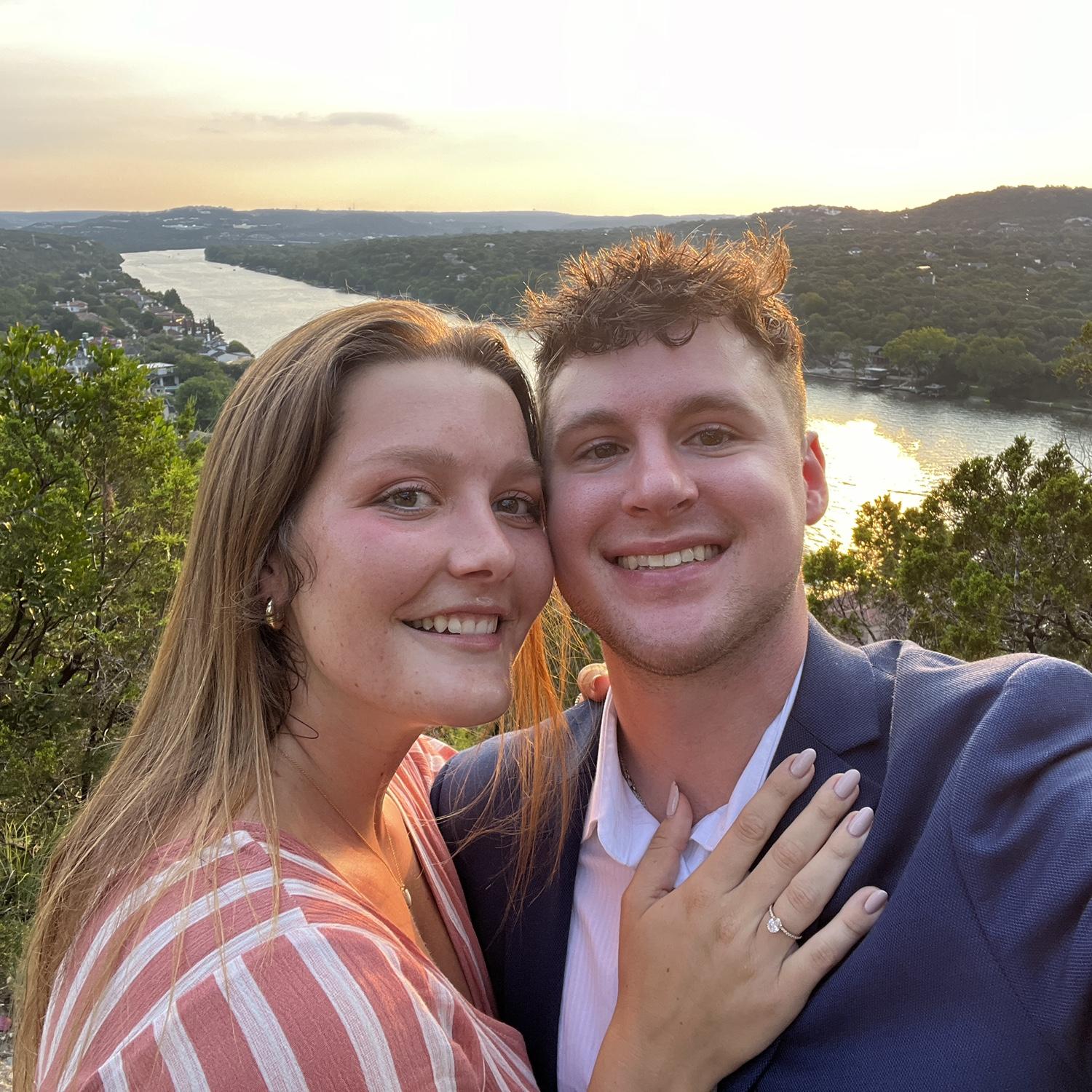 Photo taken right after Noah proposed in the Texas July heat!
