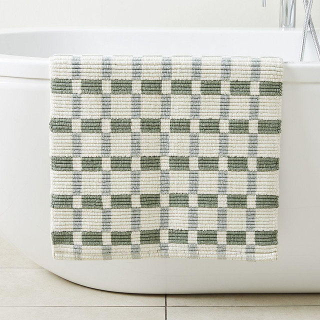 Square Ribbed Bathmat, 20x34, Eucalyptus