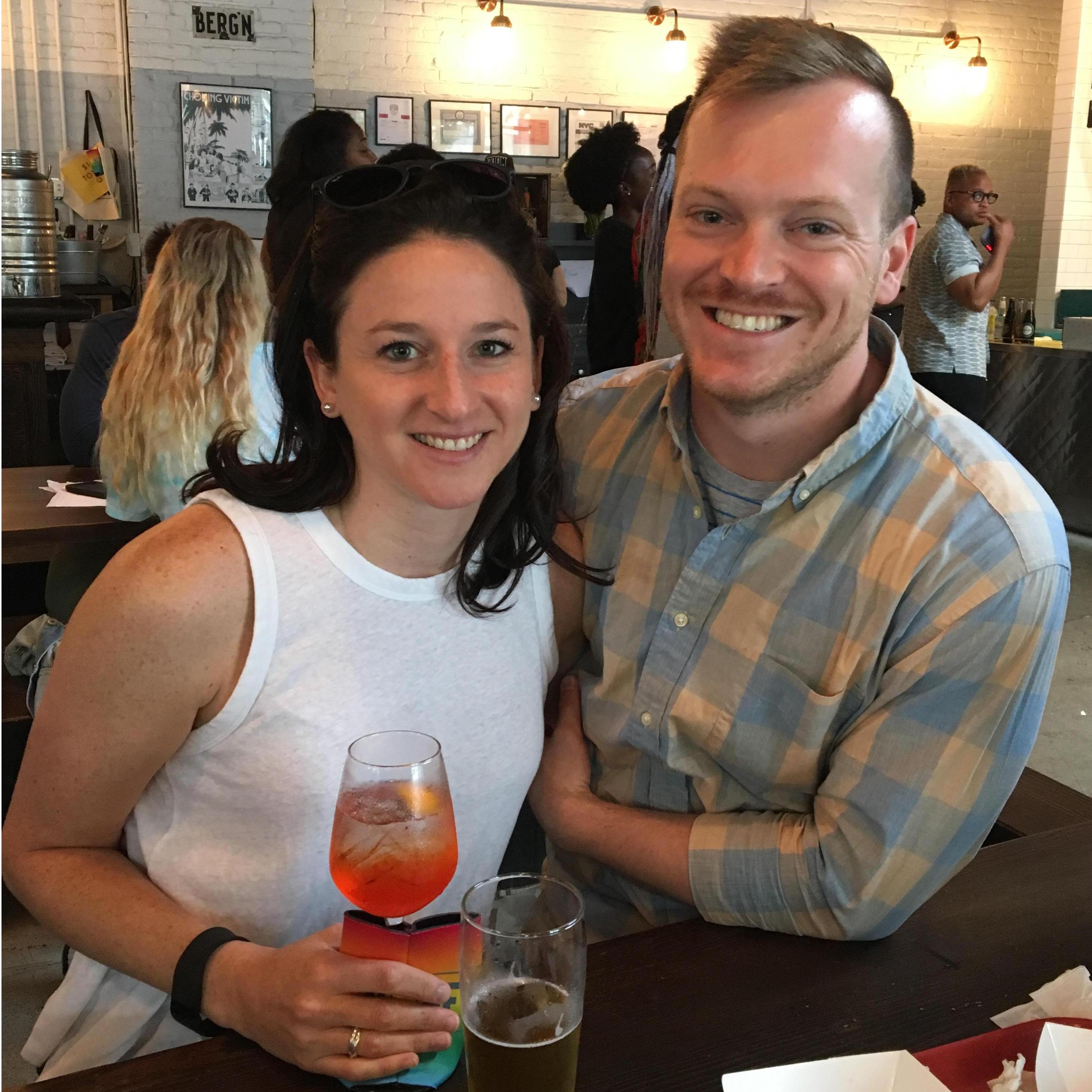 On our first trip together, hanging out with friends in New York.