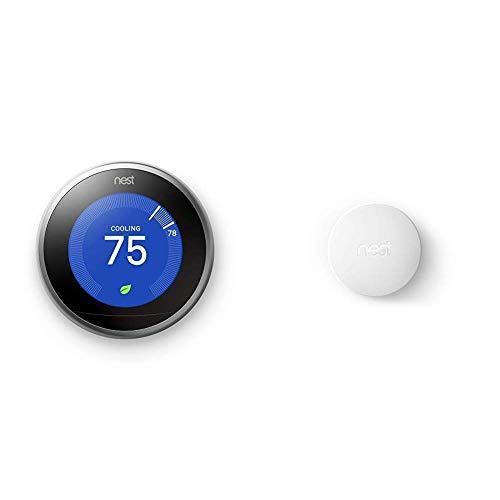 Google Nest Learning Thermostat, 3rd Gen, Stainless Steel, and Google Nest Temperature Sensor Bundle