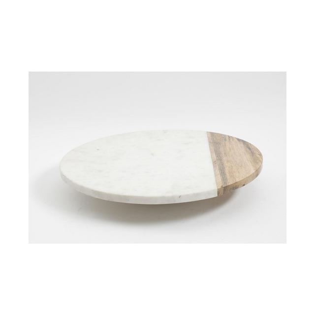 Laurie Gates Marble and Wood Lazy Susan