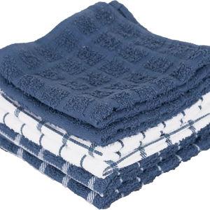 Blue Ritz Premium 100% Cotton Terry Check Kitchen Dish Cloths 6-Pack