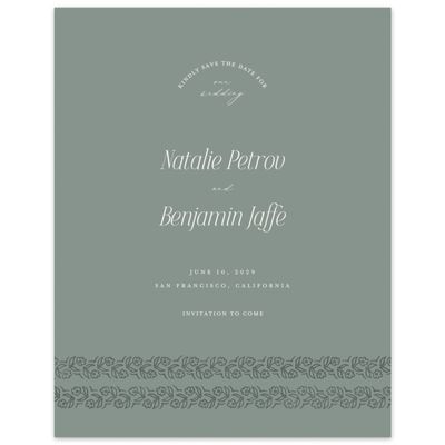 Deep Sage, Green Wedding Digital Save the Date - Sorsha Portrait