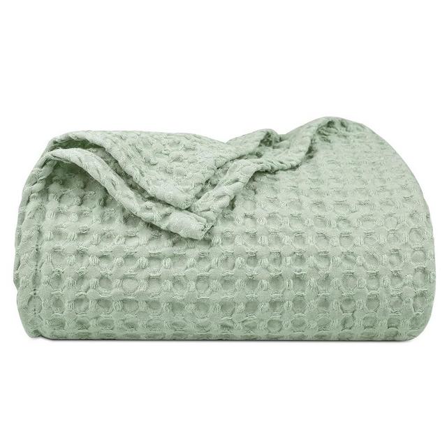 PHF Ultra Soft Waffle Weave Throw Blanket 50"x 60"- Washed Lightweight Breathable Cozy Woven Blanket for Bed - Aesthetic Decor for Couch Bedding Sofa Home Car - Sage Green/Mint Green