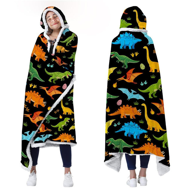 Bestshop Dinosaur Blanket Hoodie for Adults, Oversized Wearable Hoodie Blanket for Women Men Wife Mom Daughter Sister Friends Girls, Dinosaur Gifts for Birthday