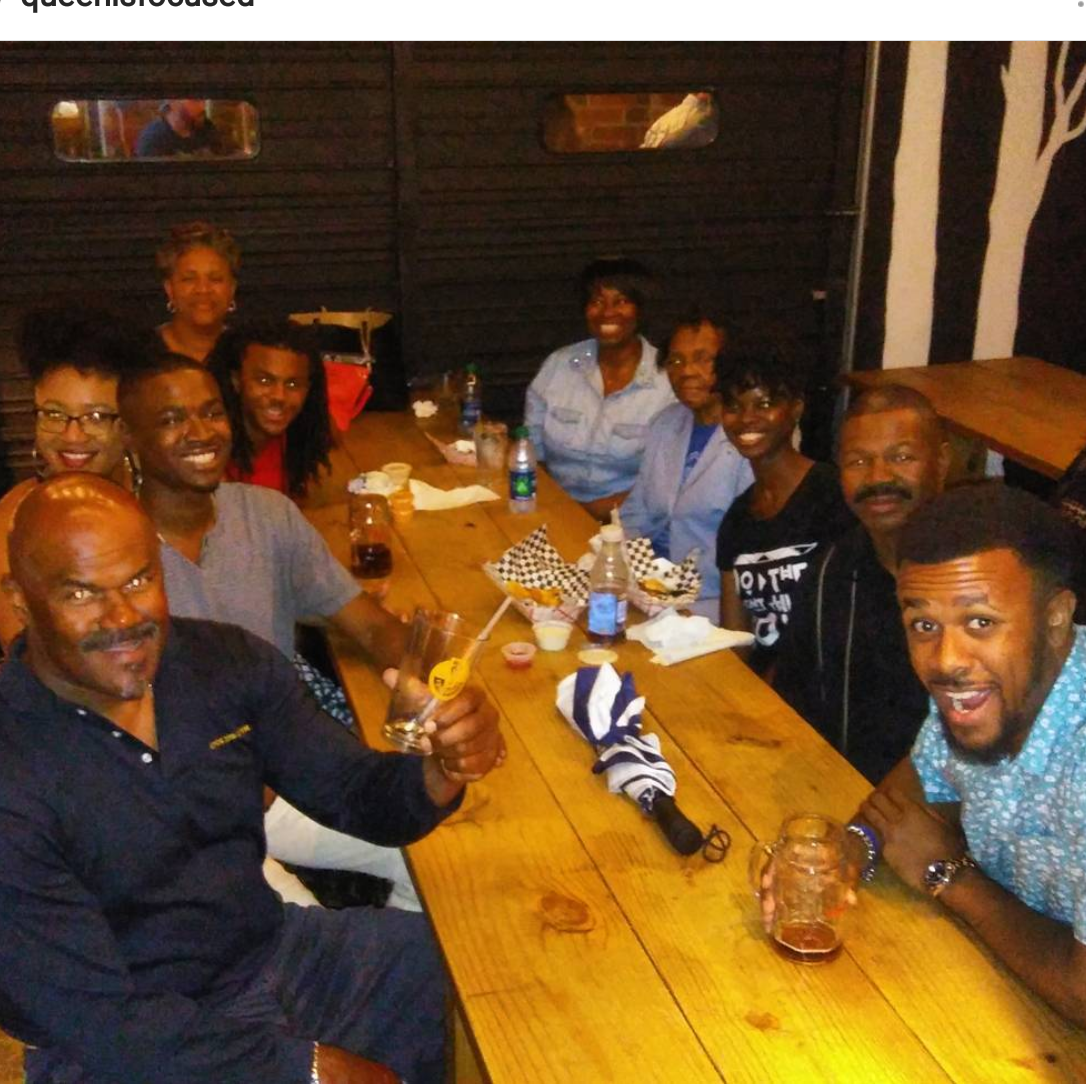 First Anthony-Gamble Connect. We drug our families to a bar to meet. A. Full. Blown. Bar. They yelled over the music to meet... for us #blessed