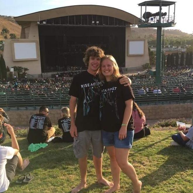 First concert together!  Rise Against, in Chula Vista. They sing our song, Swing Life Away.