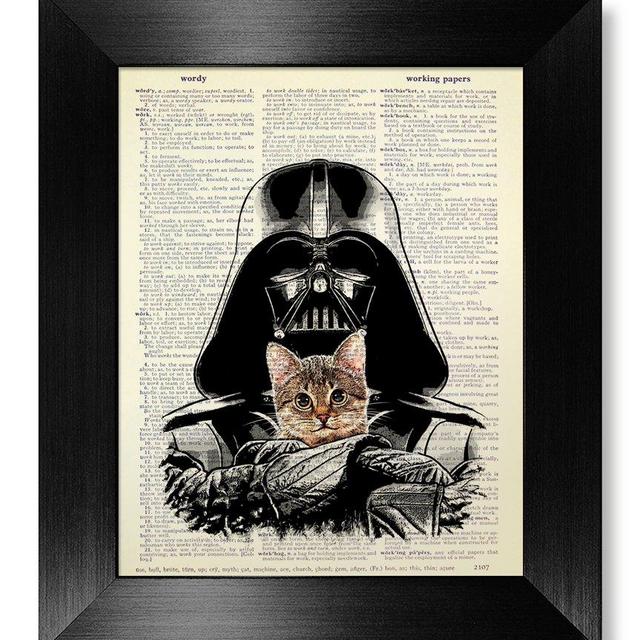 Funny Star Wars Gift for Boyfriend Birthday Gift, Darth Vader with Tabby Cat Art Print, Dictionary Art Print, Cool Office Poster, Office Gift for Man Woman Coworker Boss, Boyfriend Gift for Husband