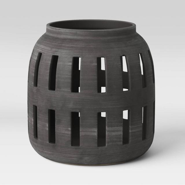 Ceramic Earthenware Cutout Design Outdoor Lantern Black - Opalhouse™