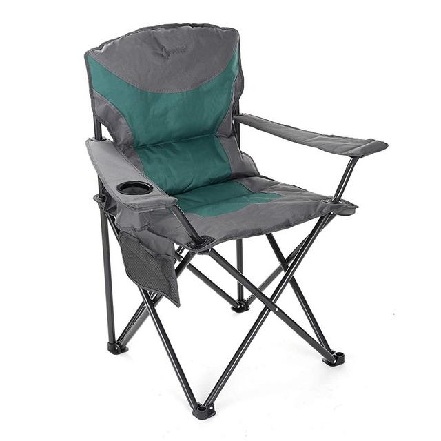 ARROWHEAD OUTDOOR Portable Folding Camping Quad Chair w/Added Ultra-Comfortable Padding, Cup-Holder, Heavy-Duty Carrying Bag, Padded Armrests, Supports up to 330lbs, USA-Based Support