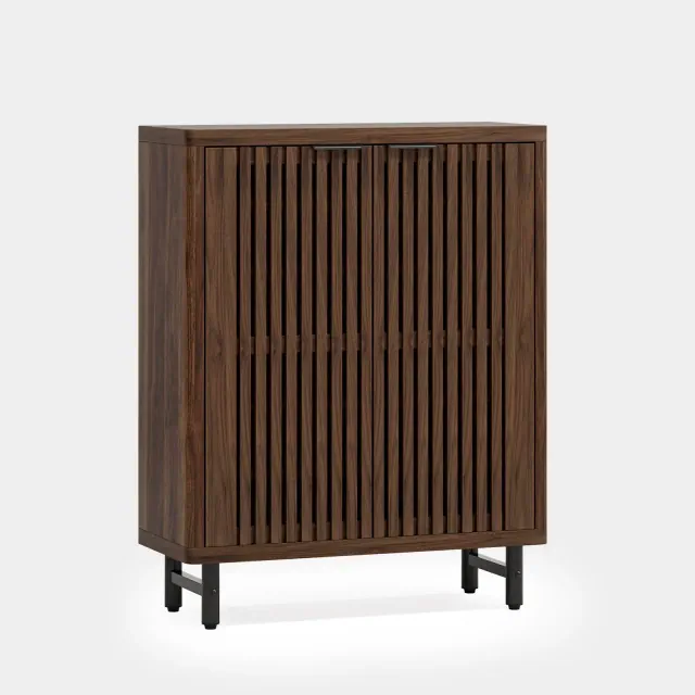 Tribesigns 6-Tier Shoe Cabinet with Louvered Doors, Dark Brown