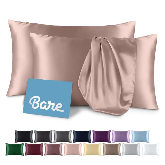 2 Piece Satin Pillowcase Set by Bare Home - Envelope King , Blush