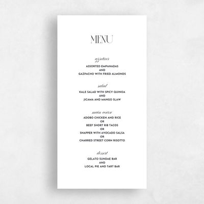 White Wedding Menu - Milan