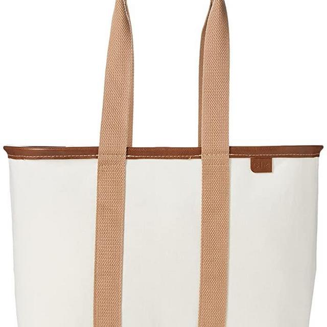 CleverMade Canvas Tote Bag - Reusable Collapsible Basket, Durable Heavy Duty LUXE Grocery Shopping Bag, Cream Latte