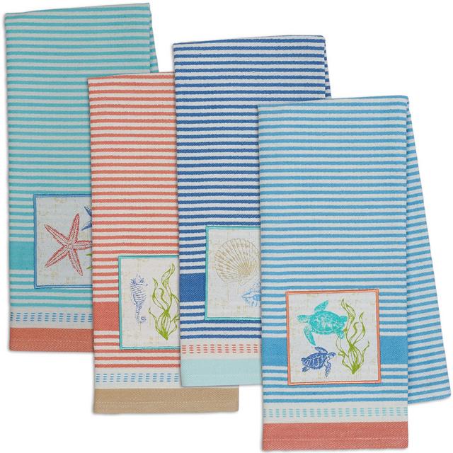 DII Seashore Fun Dishtowel Set, 18"x28", 4 Piece