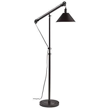Stone & Beam Modern Pully Adjustable Living Room Standing Floor Lamp With Light Bulb - 33 x 33 x 64 Inches, Brushed dark brown