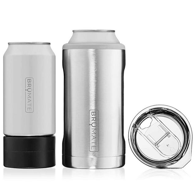 BrüMate HOPSULATOR TRíO 3-in-1 Stainless Steel Insulated Can Cooler, Works With 12 Oz, 16 Oz Cans And As A Pint Glass (Stainless)