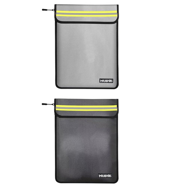 2 Pack Fireproof Waterproof Money Document Bag - Safe Zipper Bags with Reflective Strip, Fire & Water Proof Storage Organizer Pouch for Important Documents Holder,File,Cash,Jewelry,Passport