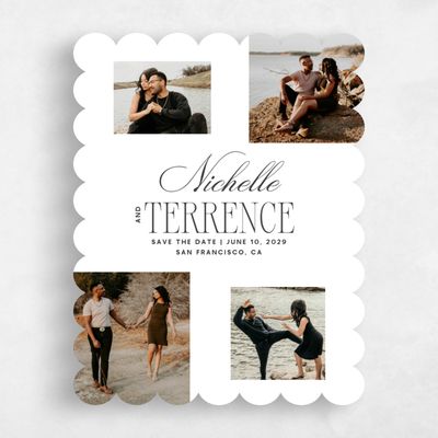 White Scalloped Wedding Save the Date - Solange Photo